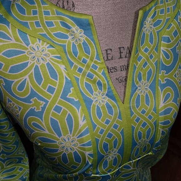 Gretchen Scott Womens Blue Green V Neck Tunic Top Blouse XS - Picture 3 of 5